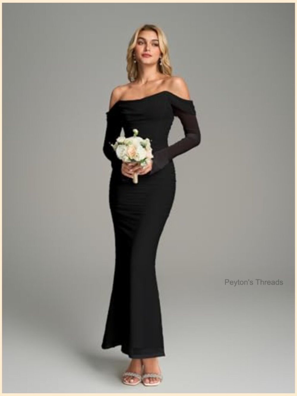 Off Shoulder Long Sleeve Maxi Dress Corset Bodycon Ruched Cocktail Dress - Picture 3 of 7